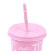 1Pc 710Ml Kawaii Bow Reusable Party Cups With Straw Lid Coffee Juice Tea Cute Tumbler With Straw Plastic Cups Summer Gifts