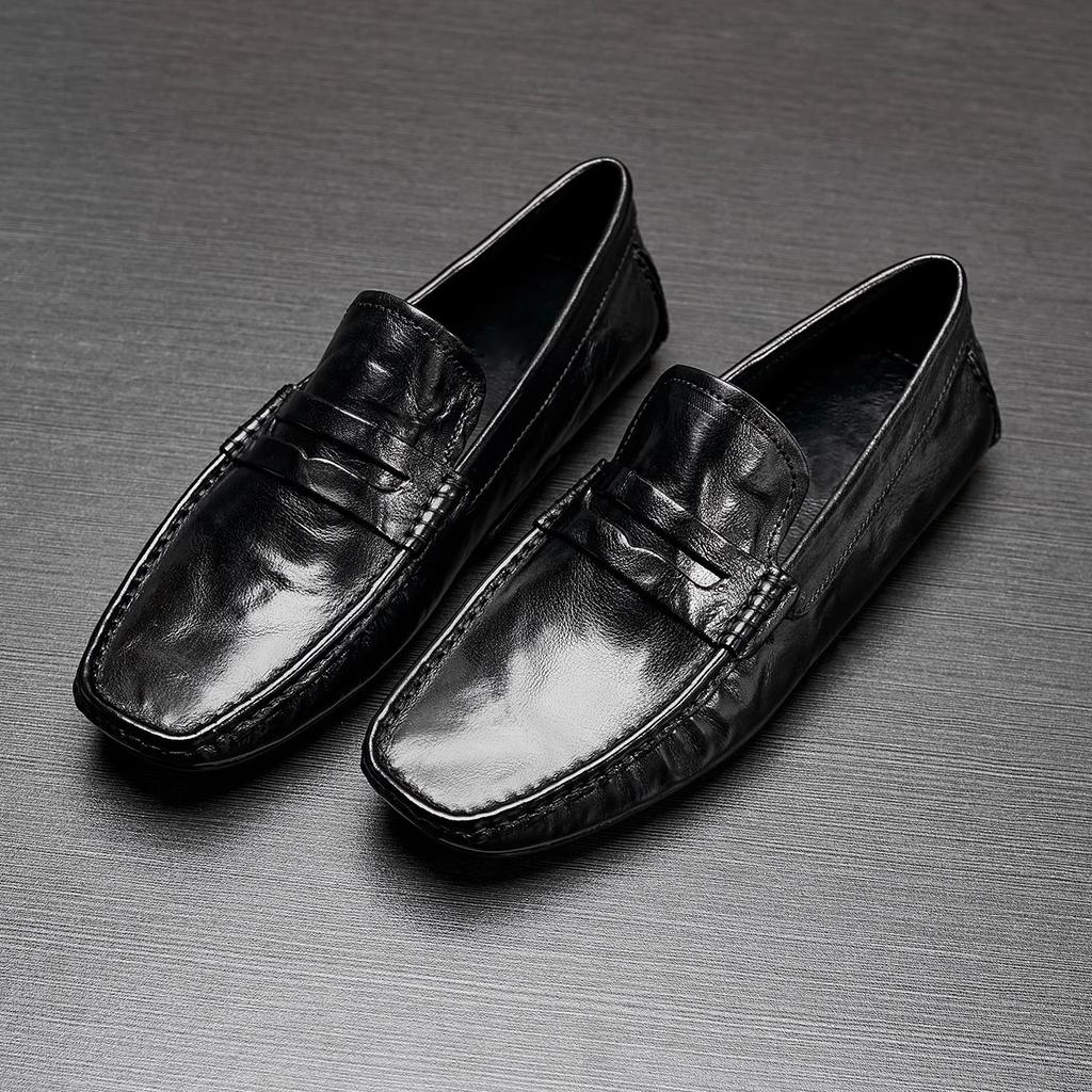 Pánské ležérní kožené boty Bowei s jedním pedálem Líné boty Boty doudou Pohodlné hovězí kůže Business Měkké mokasíny
