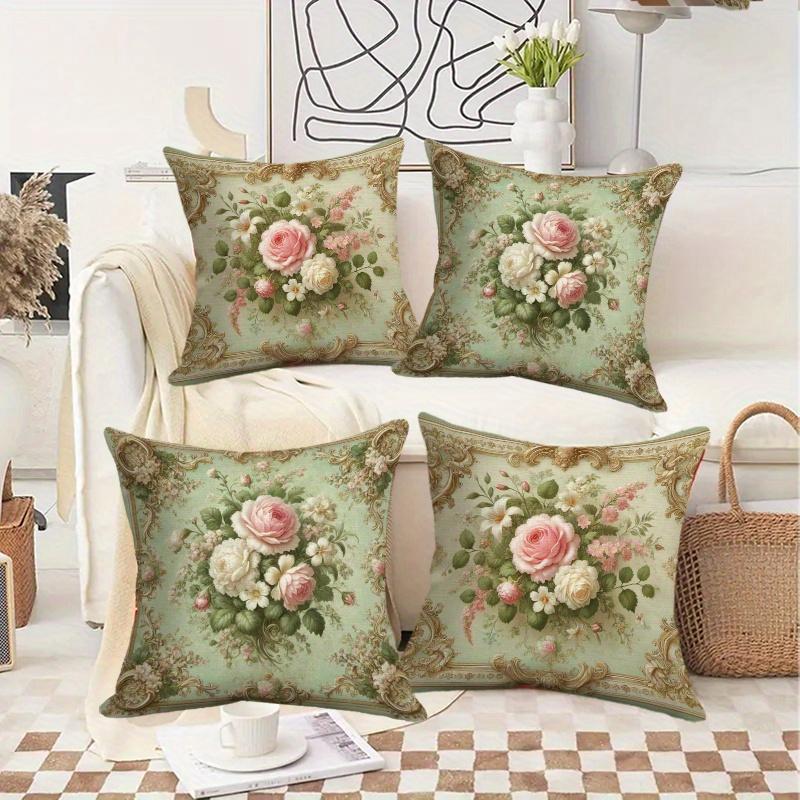 Retro flower decoration pillowcase pillowcase super soft polyester material living room sofa back car pillowcase decoration