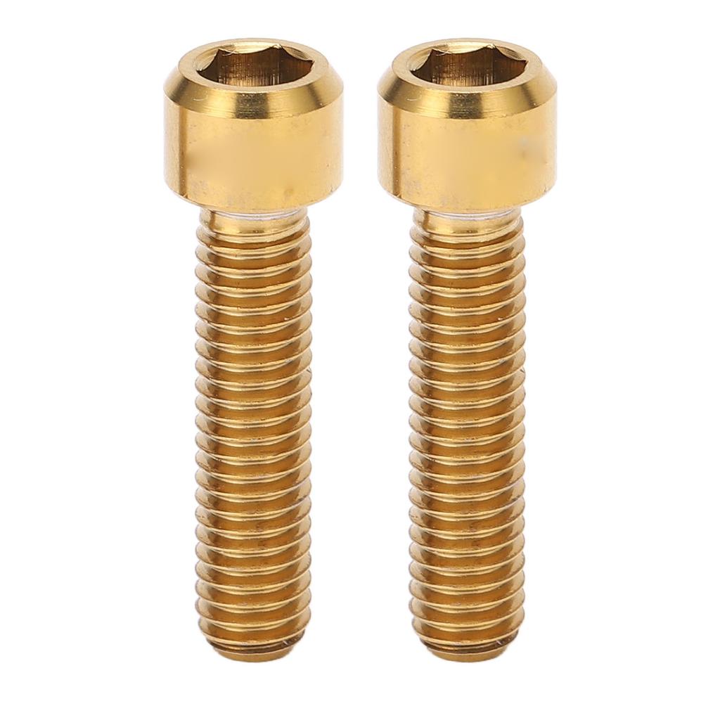2pcs Bike Stem Screw M6 25mm Extended Titanium Alloy Bike Seatpost Screw for Mountain Road Bike Gold