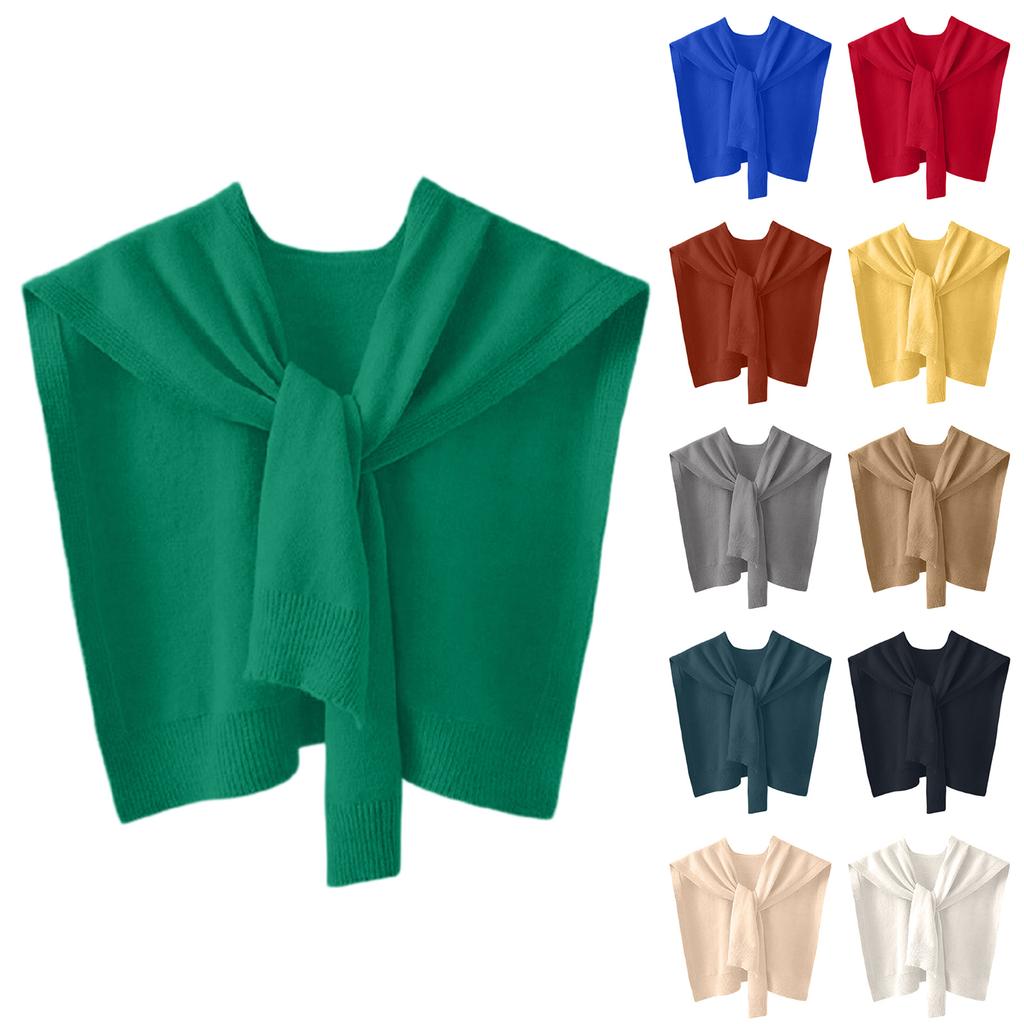 Ladies' Fashionable Solid Color Western-style Knitted Outer Shawl