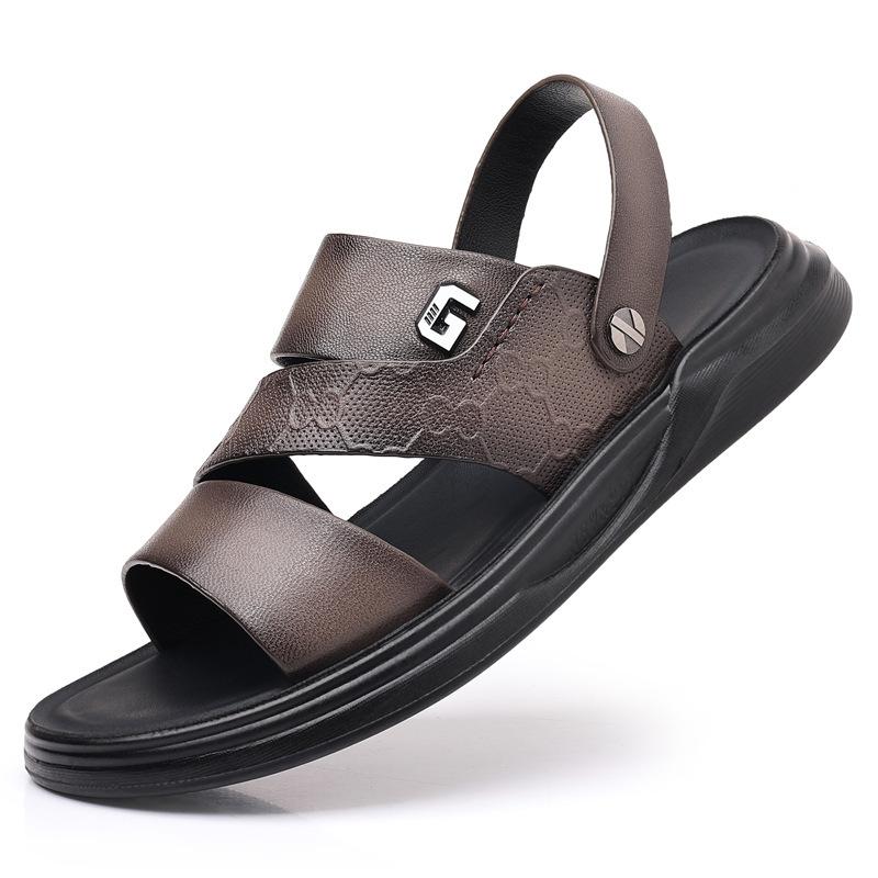 

First layer sheepskin men s sandals leather casual beach shoes outdoor men s leather sandals outdoor breathable men s shoes slippers 38 сірий колір