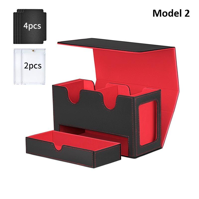 3in1 Deck Box Sports Card Storage Box Fits 200+ Single Sleeved Card Deck Case for MTG TCG CCG Cards with 4 Dividers 2 Toploaders