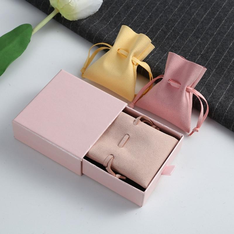 Fashion Jewelry Box with Vibrant Leather Pouch Perfect for Wedding and Holiday Present Presentation Leather Jewelry Bag