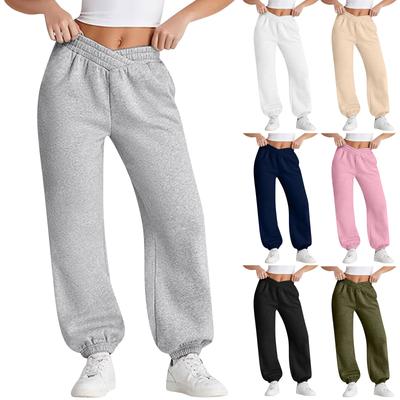 Damen Casual Fashion Solid Color Jogginghose Jogginghose Hose Elastische Taille Kordelzug Hose