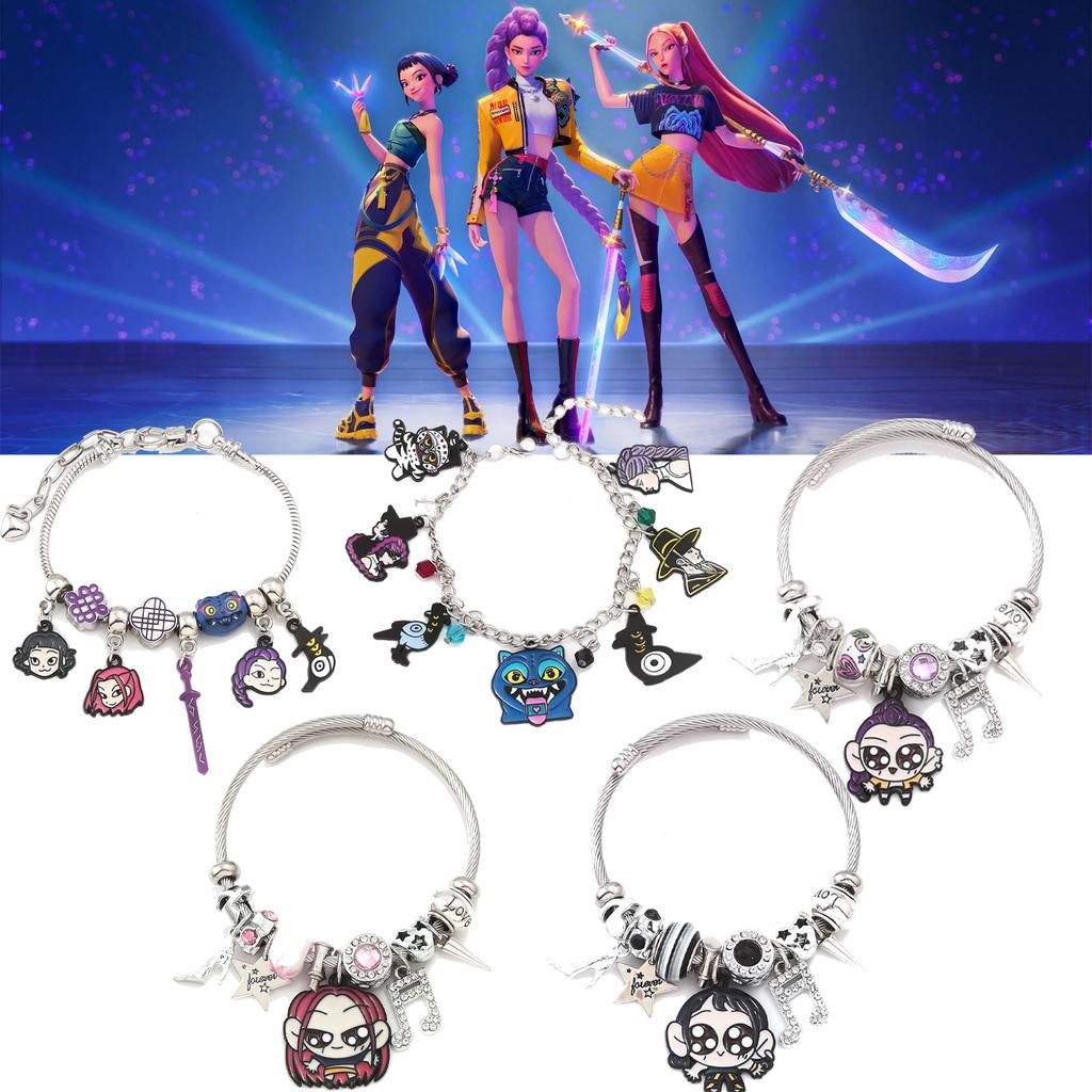 Y2K K-Pop Demon Hunters Serie Armbanden Voor Mannen Vrouwen Kralen Emaille Hanger Armband HUNTR/X Armband Fans Cosplay Sieraden Cadeau