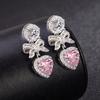 Princess Bow Earrings Sweet Heart Shaped Drop Dangle Light Luxury Elegant Cute Girl Jewelry