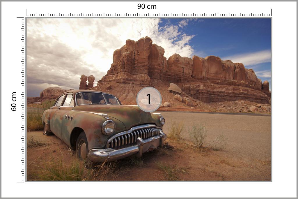 Photomural Old Car In The Desert Washable Fleece 90x60