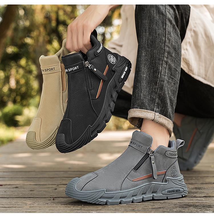 Men's High-Top Non-Slip Work Shoes - Wear-Resistant Casual Martin Style for Autumn