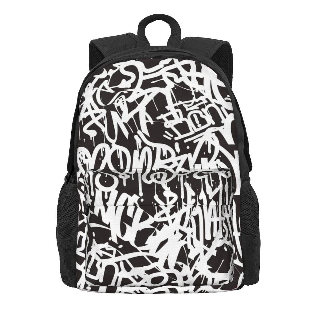 Schwarz-Weiß Graffiti Rucksack Abstraktes Symbol Neuheit Rucksäcke Damen Herren Universität Langlebig Schulrucksäcke Design Rucksack