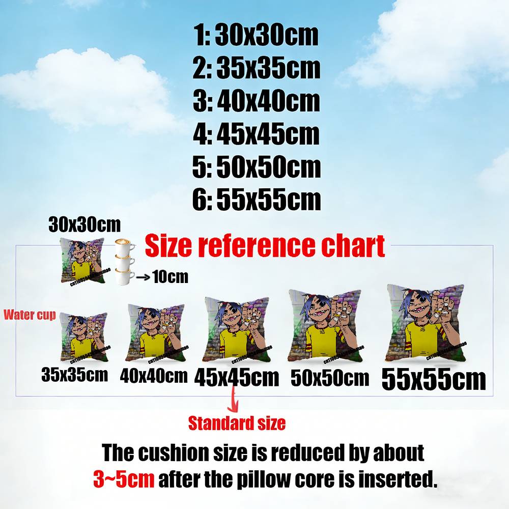For D-Damon Albarn G-Gorillaz Throw Pillow Case Sham 45X45Cm 35X35Cm Square Home Pillowcase Cushion Cover