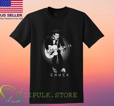 Chuck Berry Gitarre in Aktion Herren Schwarz Größe S-5XL