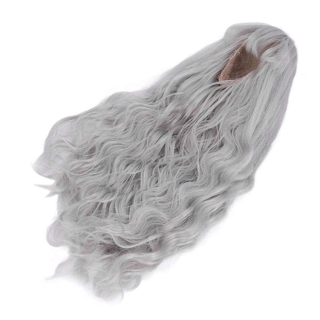 1 3 BJD Doll Hair Soft Smoothly Silver Gray Naturally Curly BJD Doll Wavy Hair Wig for Dress Up DIY