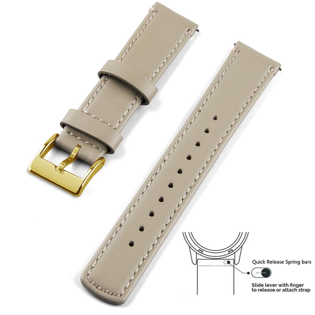 Genuine Leather Top Grain Watch Band, Quick Release 20mm/22mm Watch Strap, Fits Samsung Galaxy Watch, Men and Women Watch band