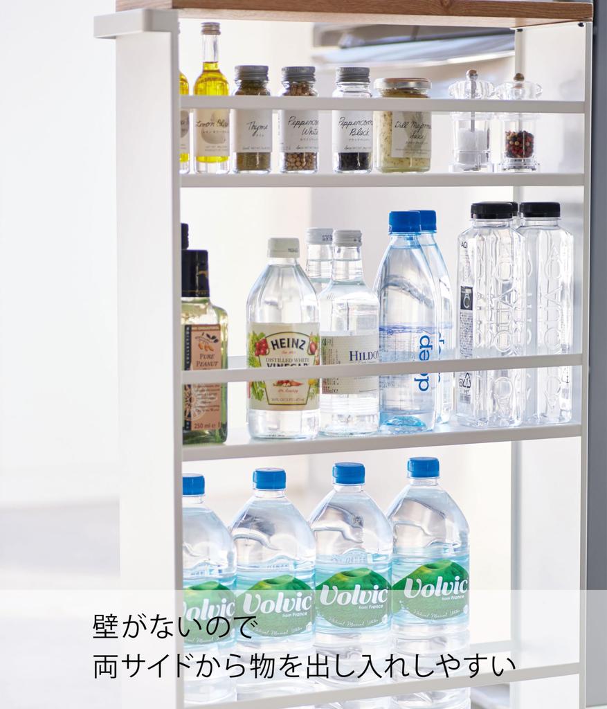 Yamazaki Jitsugyo Slim Wagon with W13 x x Tower Casters Kitchen Wagon 3627 Handle, White, Approx. D47.5 H80.5cm, [Complete Product Only]