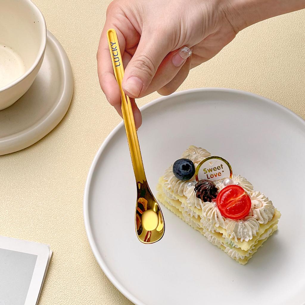 304 Stainless Steel Coffee Spoon Long Handle Stirring Spoon Reusable Ice Cream Dessert Spoon Teaspoon Kitchen Tableware