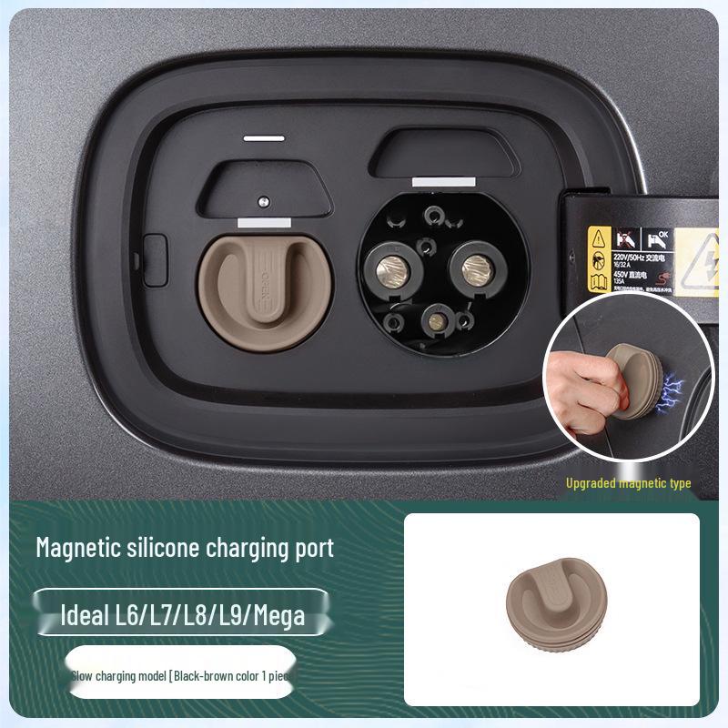 Silicone Waterproof Magnetic Charging Port Cover for Ideal L6-L9 Cars - Black Tech Accessory