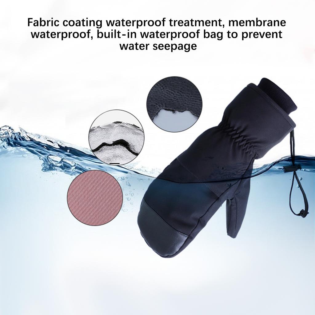 Skihandschuhe für Herren Damen Polyester PU Winddicht Wasserdicht Atmungsaktiv Snowboardhandschuhe mit Haken