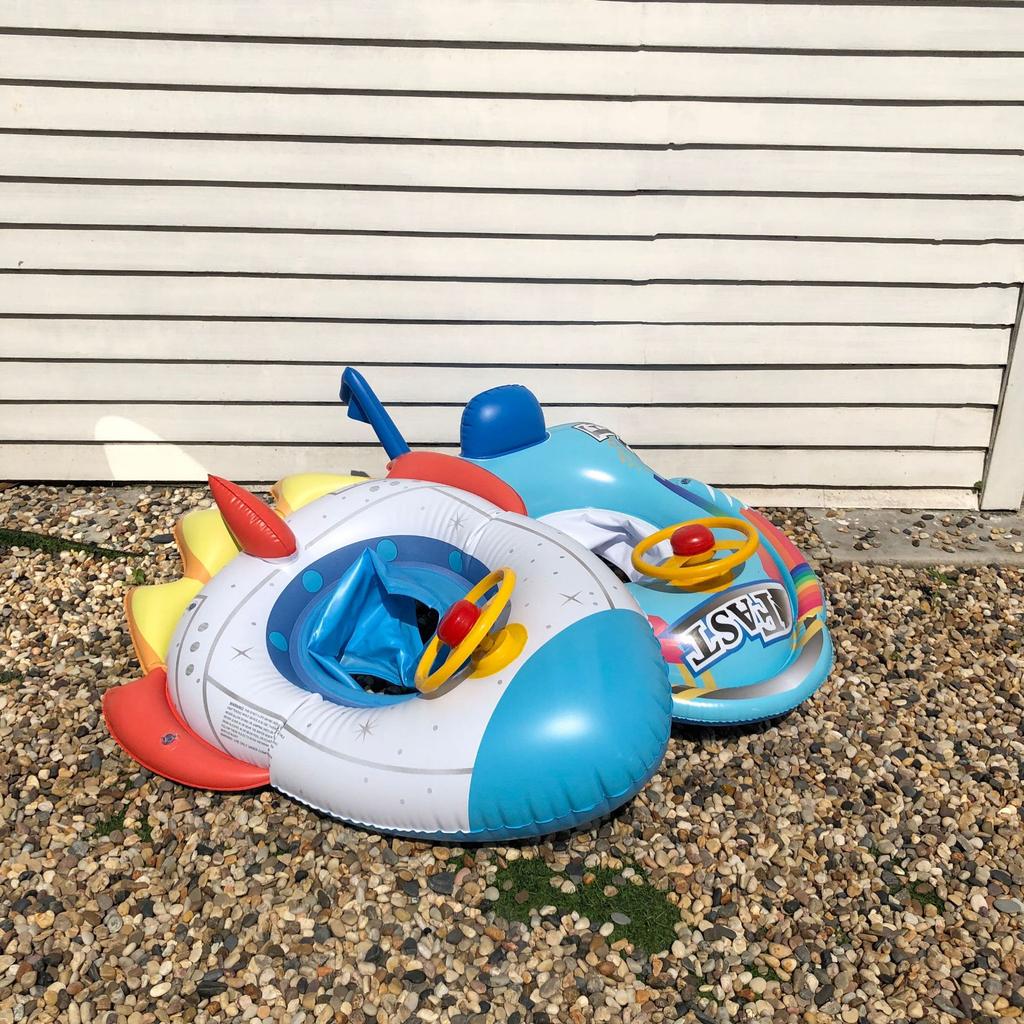 Baby Swimming Ring, Swimming Seat, Baby Swimming Aid with Steering Wheel Handle, Swimming Hoops, Baby Swimming Trainer, Boat for From 1-5 Years Old