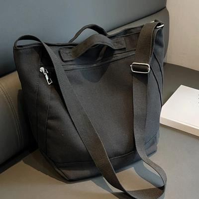Canvas-Umhängetasche, Shopper-Tasche, einfache College-Studentenbuch-Umhängetasche für Frauen, Handtasche, Tragetasche