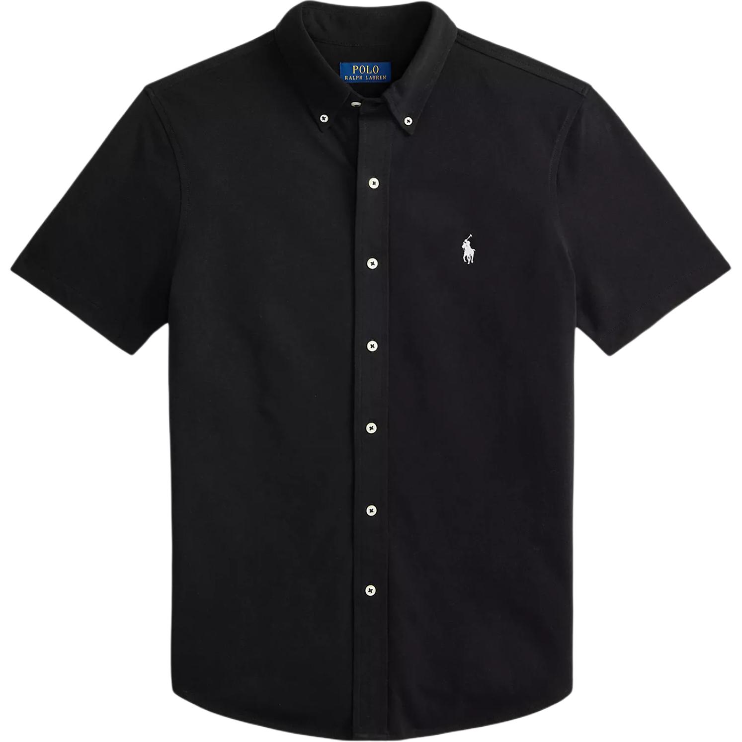 Ralph Lauren Polo  SS22 Effen Kleur Knop Logo Korte Mouw Polo Shirt Heren tops Zwart 710798291-003 S