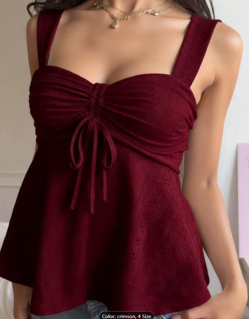 Women Solid Color Cami Tank Top Wide Strap Waist‑cinching Sleeveless Sexy Pure‑y2k Camisole For Spring Summer Fall