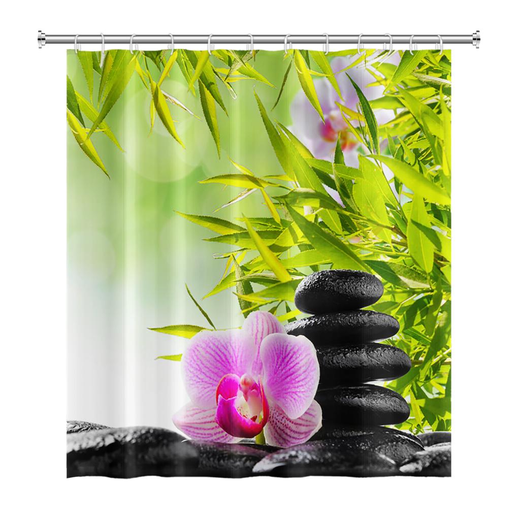 Tenda Doccia Meditazione Giapponese Zen Spa Loto Pietre di Basalto Olio Essenziale Candele Profumate Bambù Acqua Arredamento Casa Set Impermeabile