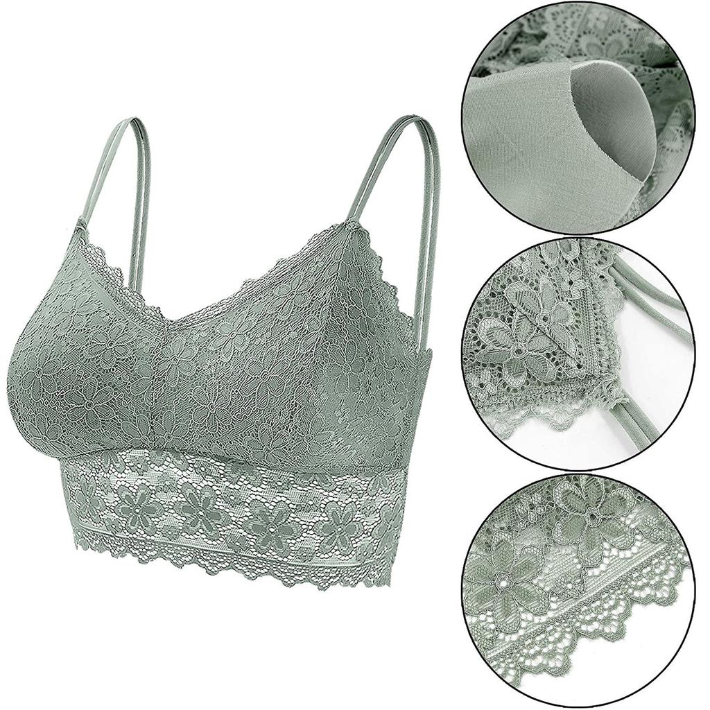 6 Pieces V Neck Bra Seamless Lace Bra Suspender Vest With Chest Mat Sports Bra