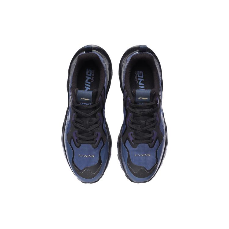 New LiNing Cloud Shield Cushioned Anti-Slip Wear-Resistant Lightweight Breathable Low-Top Running Shoes Men's Blue Black ARHR079-2
