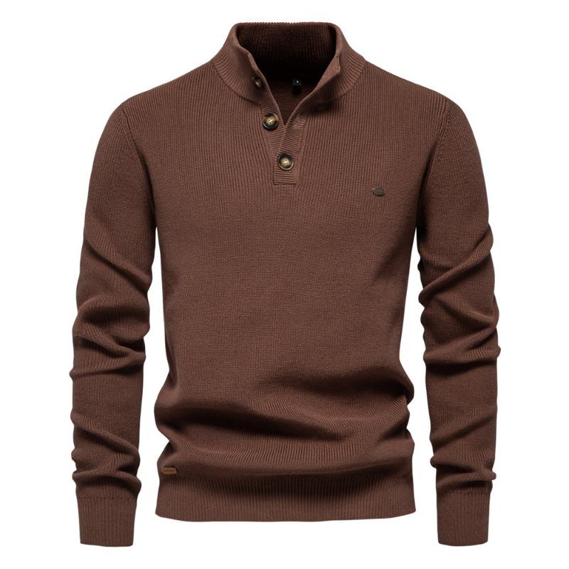 Men’s Euro Fit Half Zip Stand Collar Knit Sweater