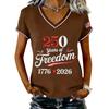 Women's Casual V Neck Short Sleeve Pullover Printed T-Shirt Top