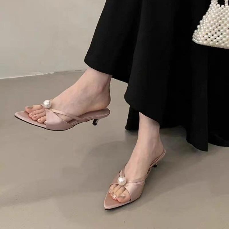 Móda Nové Populární Dámské Boty na Vysokém Podpatku Pantofle Designérské Sandály na Podpatku Elegantní Obuv Žena Letní Trend Módní Žabky Ležérní Nazouváky