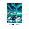 Mfoever Winter Reykjavik Iceland With Northern Lights Metal Sign Painting Garage Cinema Iron Party Tin Sign Poster
