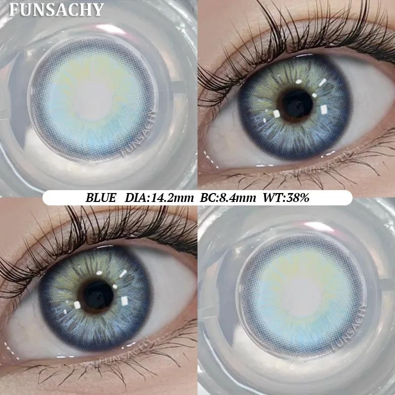 FUNSACHY Color Contacts 1Pair Natural Brown Korean Big Eye Contact Lenses for Eyes Beauty Gray Pupils Colored Soft Lens Yearly