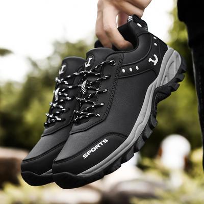 Luksus Lær Sneakers Menn Sports Sko Utendørs Tykk Såle Snøring Avslappede Løpesko Sklisikre Gåsko Fottursko for Menn