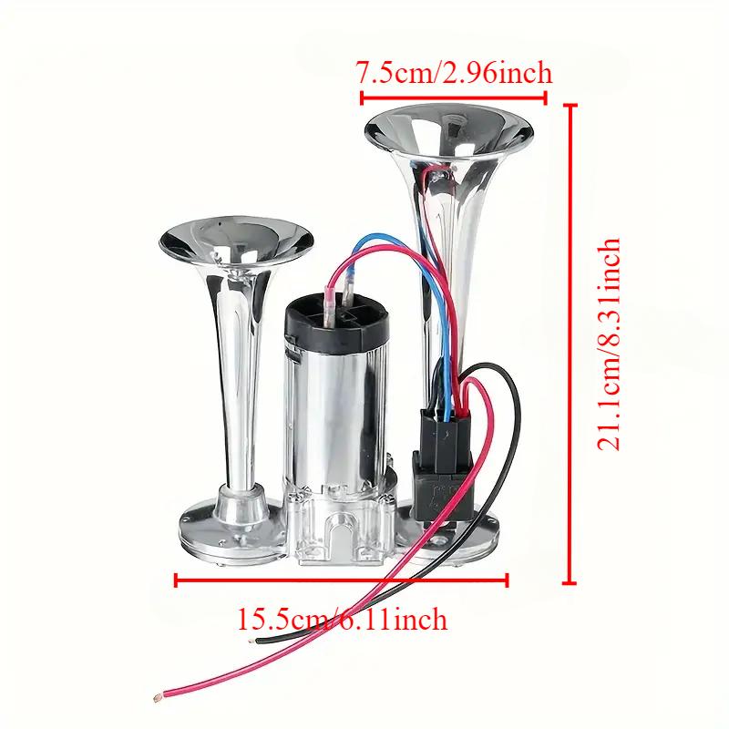 Dual electric air horn kit with compressor, 12V 24V 600DB super loud dual horn speakers for vehicle, car, truck, and boat