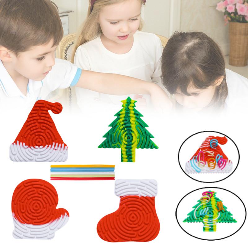 Tree 4pcs Christmas Hat Sock Glove Sensory Activity Board Silica Gel Puzzle Toy