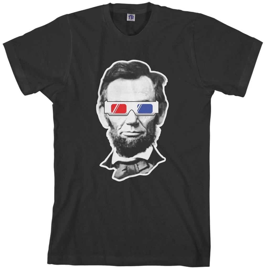 Threadrock Men s Abraham Lincoln 3D Glasses T shirt President S