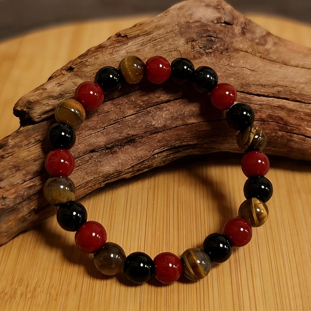 Bead Stone Bracelet, Vintage Multicolor Cardboard Lobster Clasp Bracelet Jewelry