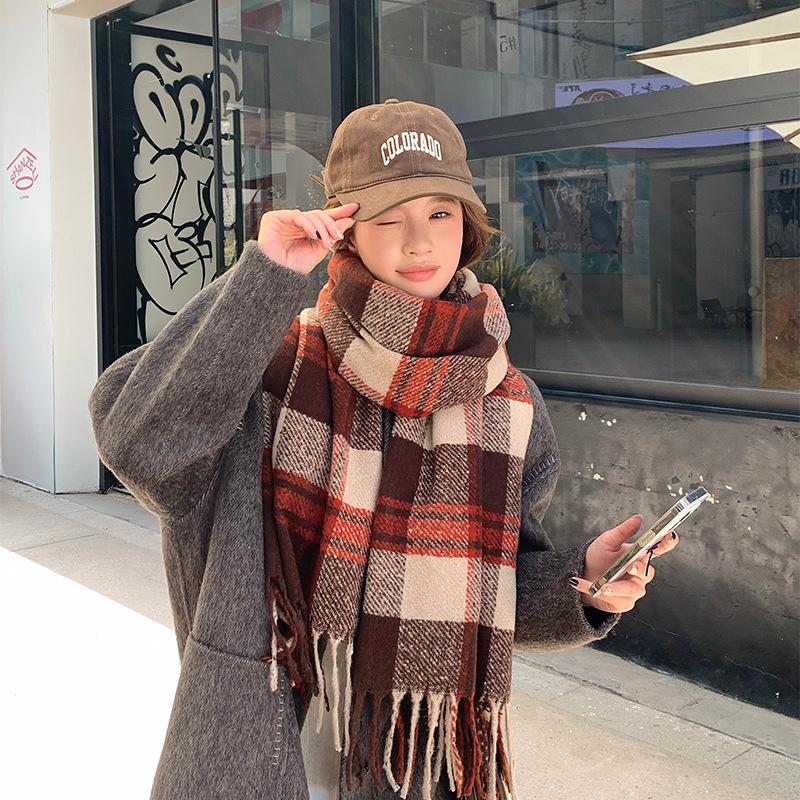 Fleece-Like Cashmere Scarf High-End Women's Autumn Winter Thickened Versatile Shawl Neck Warmer