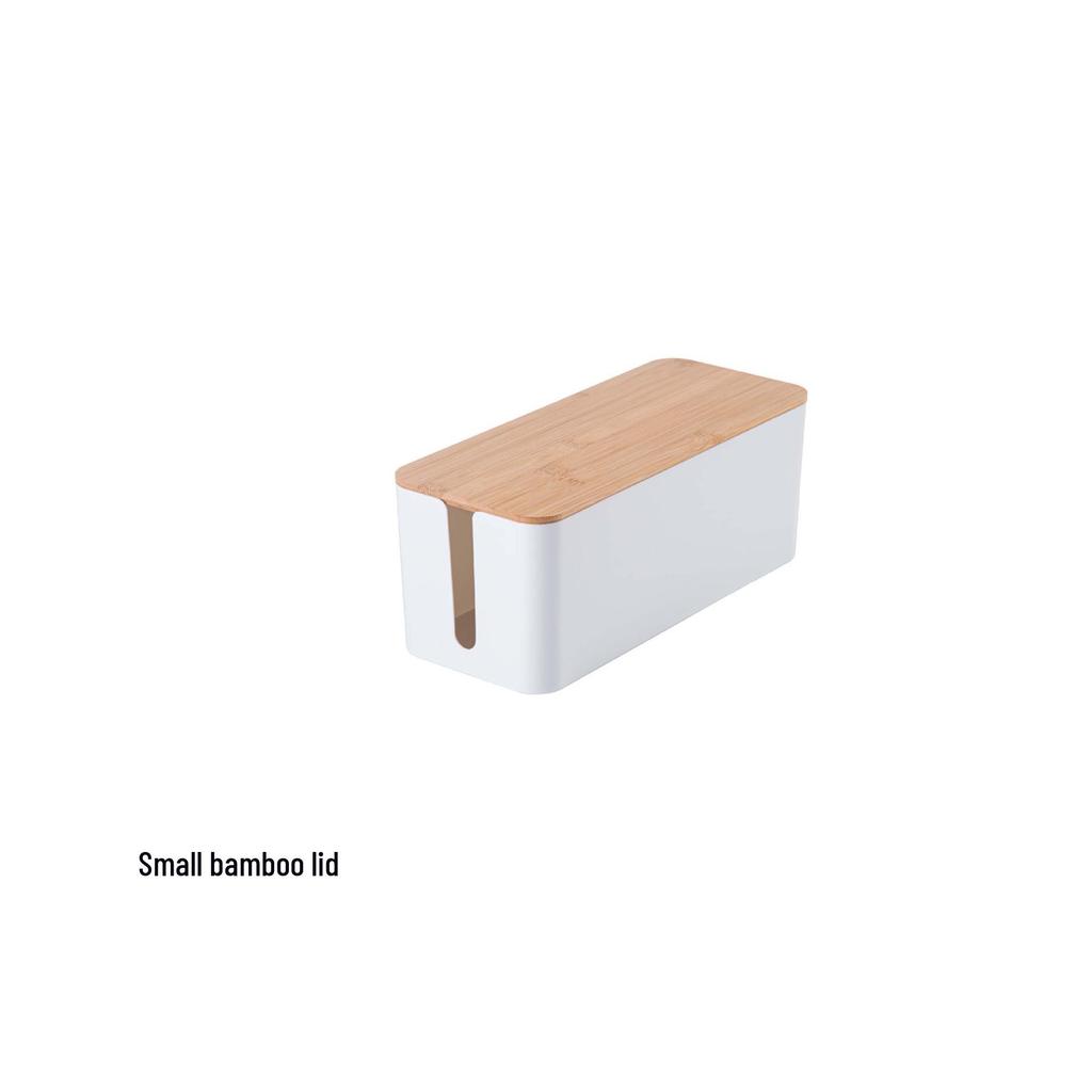 Wire Storage Box with Wooden Lid - Socket & Cable Organizer