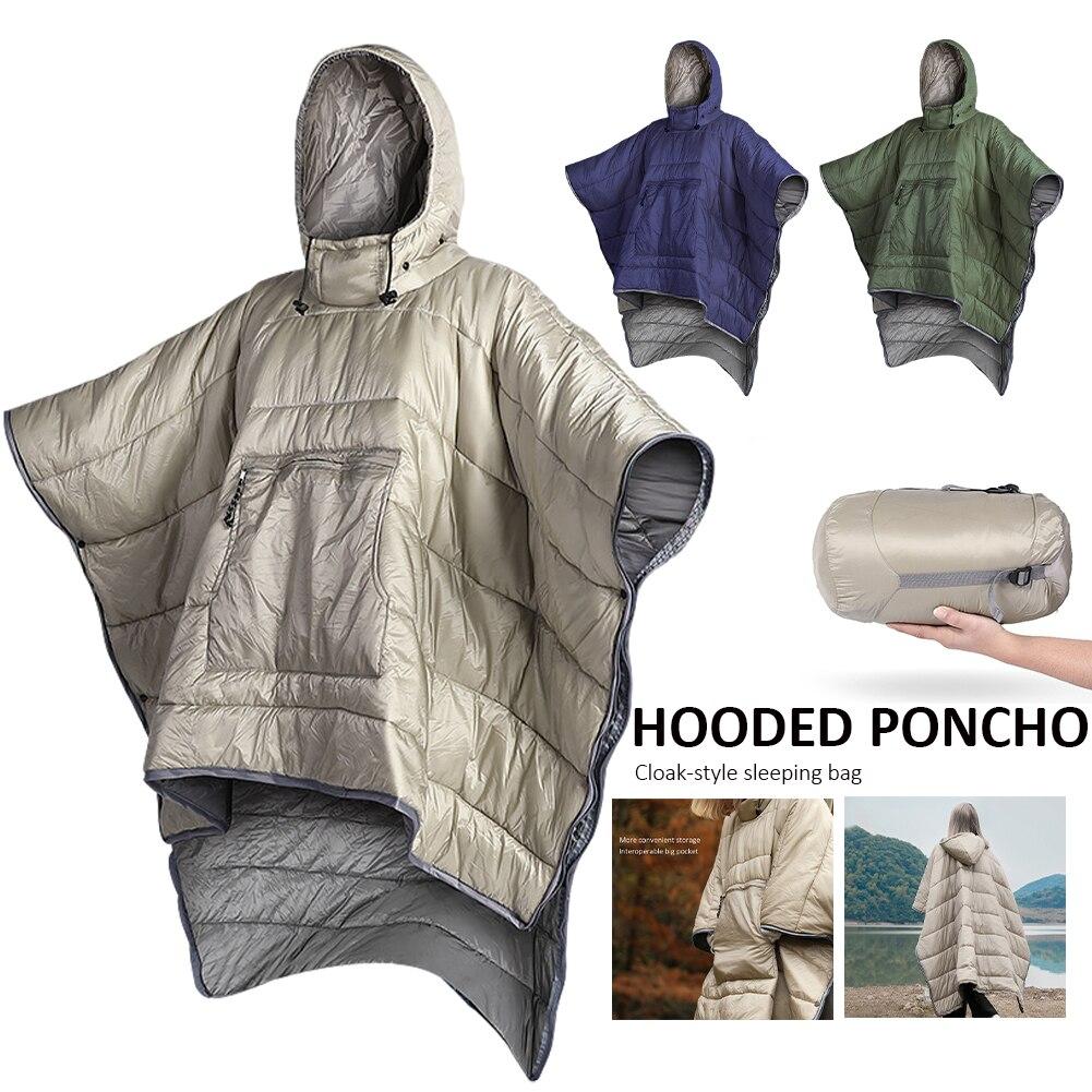 Lazy Sleeping Bag Cloak Style Unisex Waterproof Portable Outdoor Camping Warm Lazy Sleeping Quilt Winter Travel Poncho