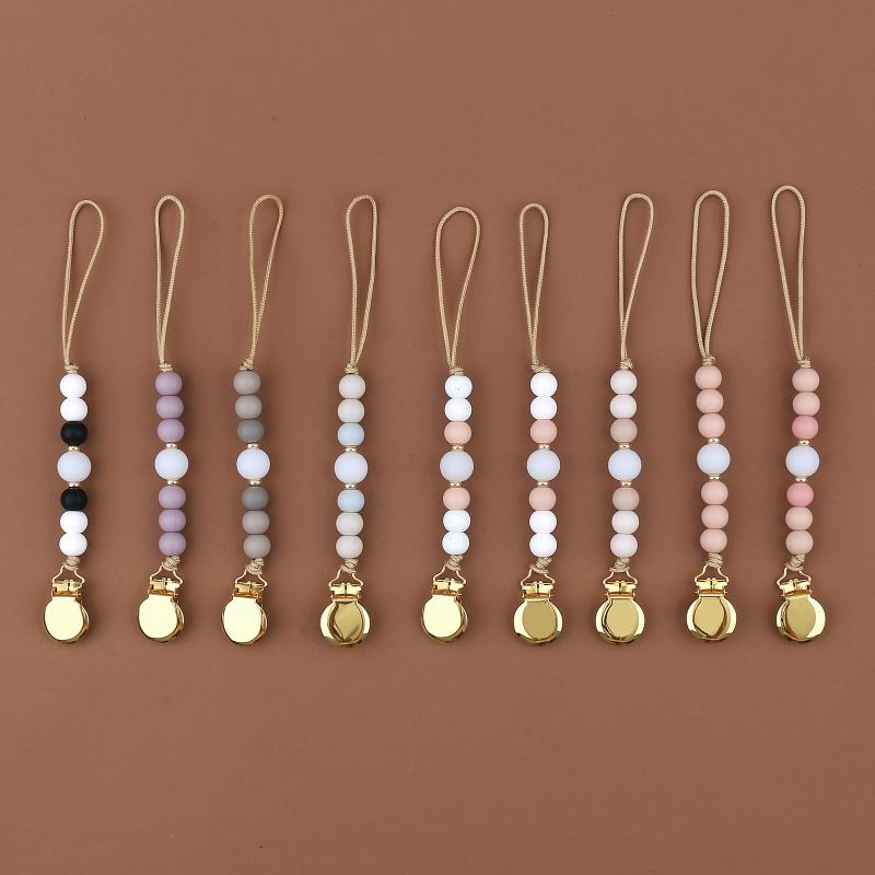 Pacifier Clips Chain Silicone Beads BPA Free DIY Dummy Clip Holder Soother Chains Baby Teething Toys Chew Shower Gifts