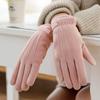 Gants en daim pour femmes, hiver, écran tactile, velours épais, chaud, doigt complet, coupe-vent, automne, gants d'extérieur pour femmes