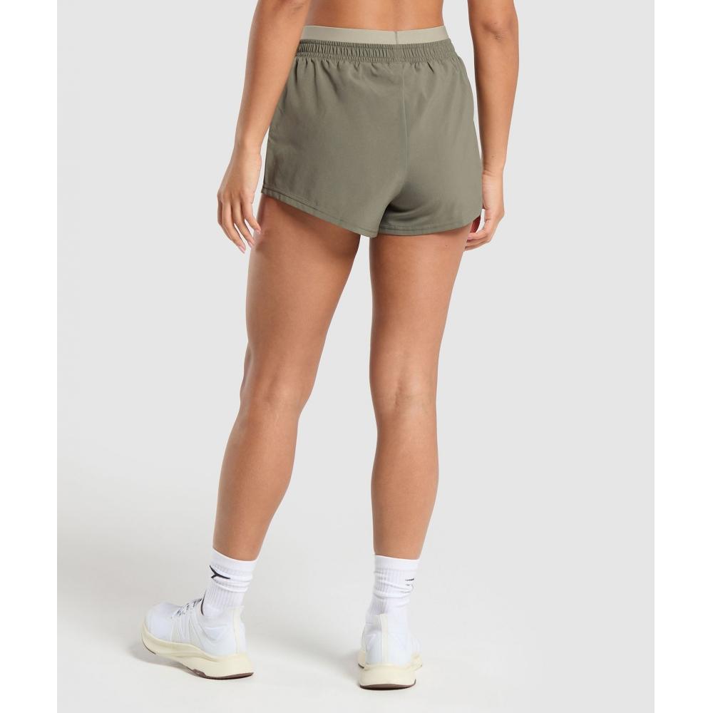 Gymshark Double Waistband Shorts Base Green Chalk Green B8a9v Ecsf