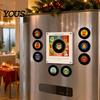 Customizable Audio Message Player Programmable Vinyl Record Fridge Magnet with 9 NFC Music Records, Retro Aesthetic Magnetic Personalized Sound