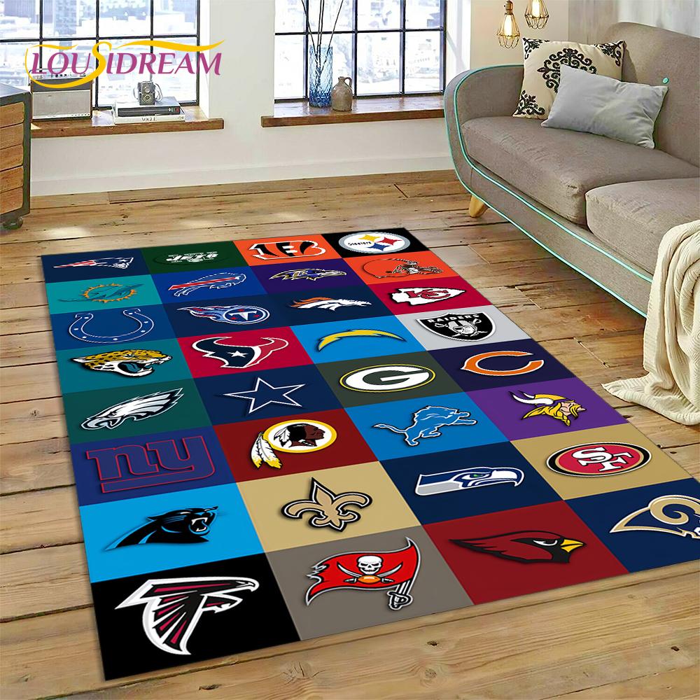 American Football N-NFL Zeichen Rugby Gamer Teppich für Wohnzimmer Schlafzimmer Dekoration, Bodenteppich rutschfeste Dekoration für Sofa Fußmatte
