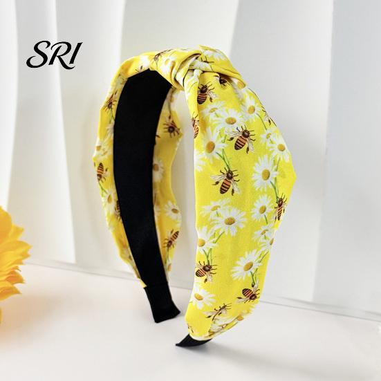 Women Wide Headband Hairband Flower Printed Knotted Cloth Head Band Fashion Adjustable Knot Hairbands Non Slip Hair Accessories for and Girls