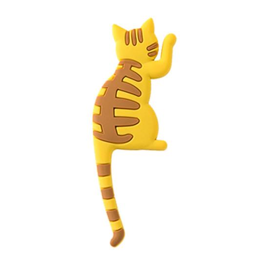 Fridge Sticker with Hook High Toughness 3D Realistic Cartoon Cat Design Refrigerator Sticker Decorative Fridge Accessory