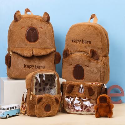 Capybara Plush Backpack Shoulder Bag Animals Students School Bag Couple Crossbody Bag Cute Cartoon Handbag